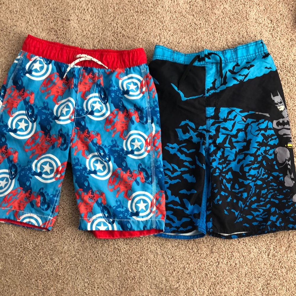 Two boys swim trunks-Batman & captain America